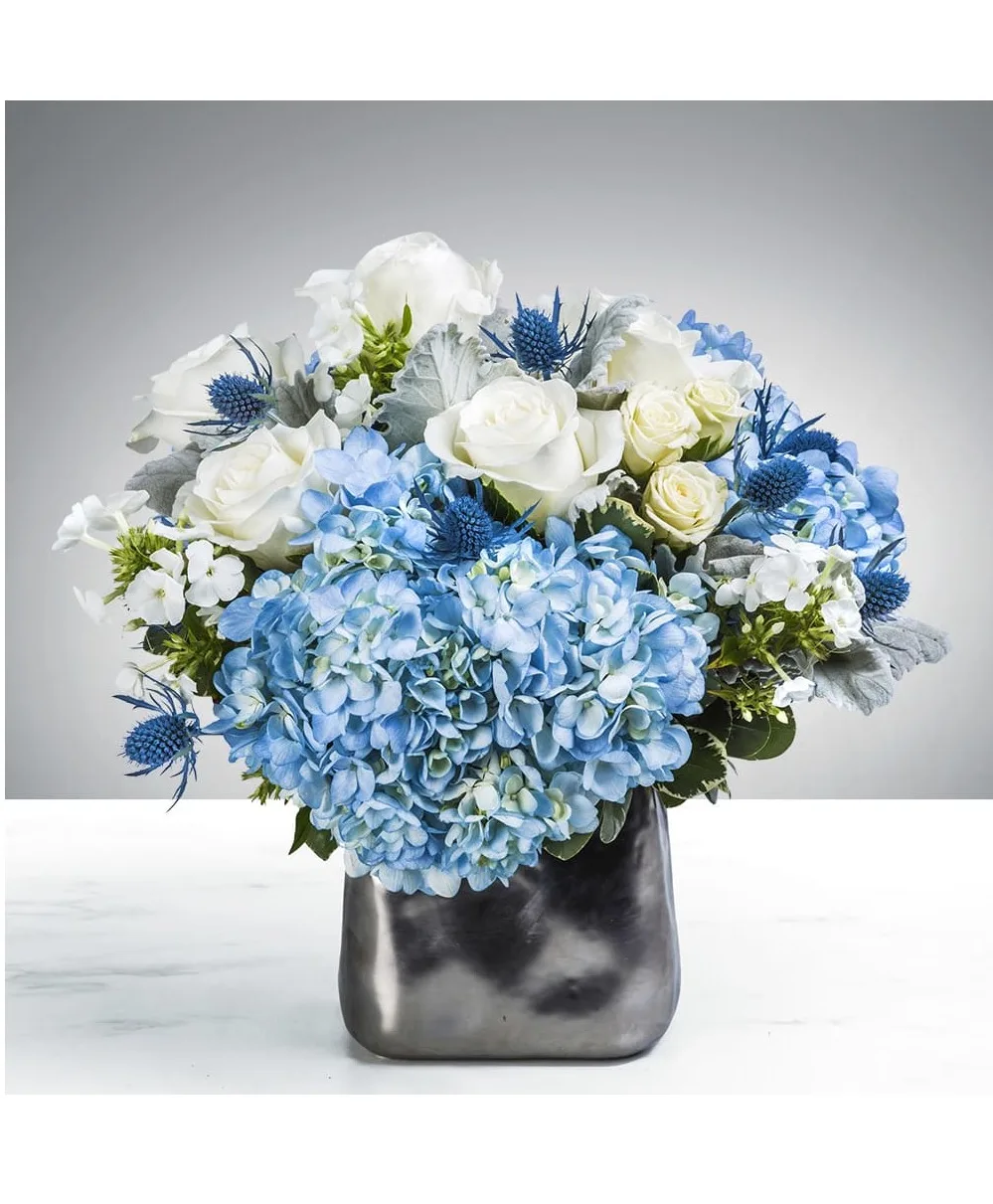 Azure Serenity Luxe Modern Designer Vase Arrangement – Compact All-Around Luxury Design Azure Serenity Luxe Modern Designer Vase Arrangement – Compact All-Around Luxury Design