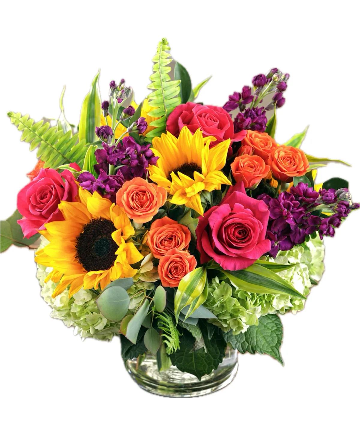 Sunset Fiesta Bloom Luxury Vase Arrangement – Bright Garden Style