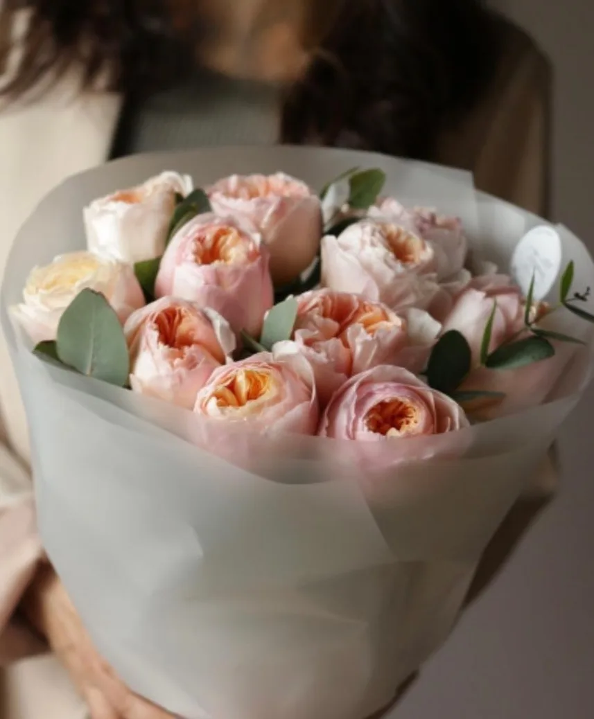 Blush Garden Rose Bouquet This design is presented as a hand-tied bouquet and may also be styled in a vase upon customer preference. Blush Garden Rose Bouquet This design is presented as a hand-tied bouquet and may also be styled in a vase upon customer preference.
