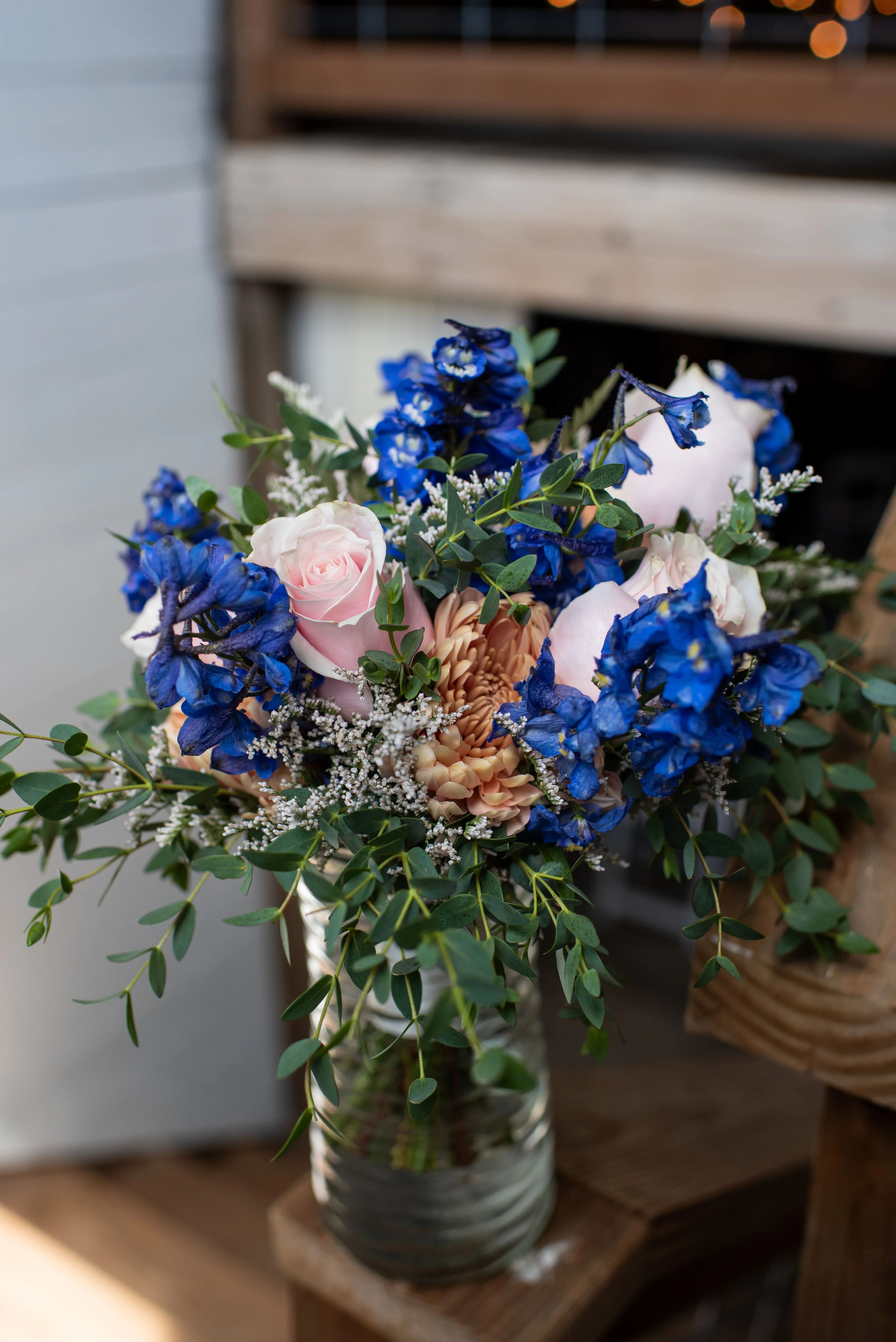 Blue & Blush Bridal Bouquet