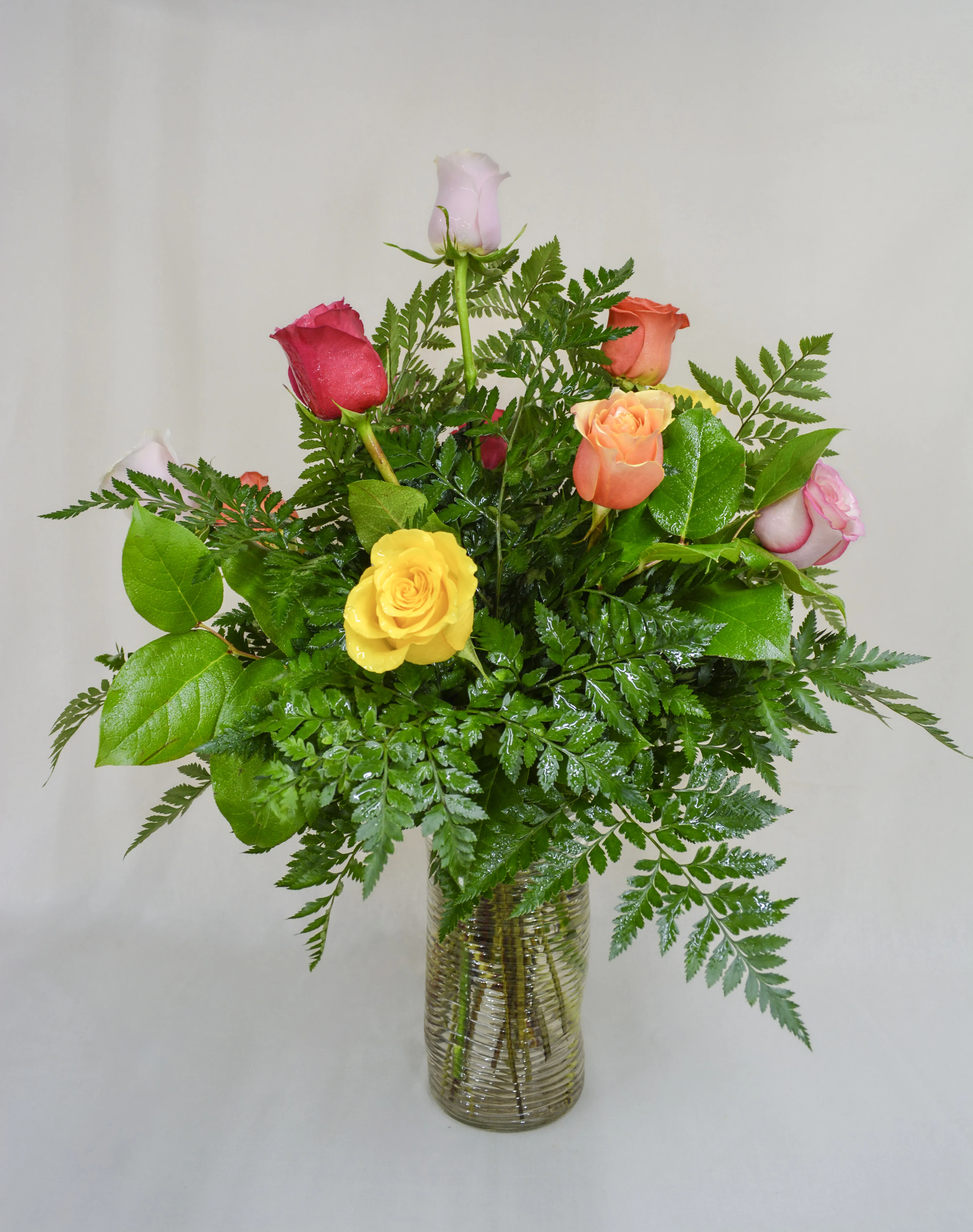 Rainbow Rose Vase Arrangement