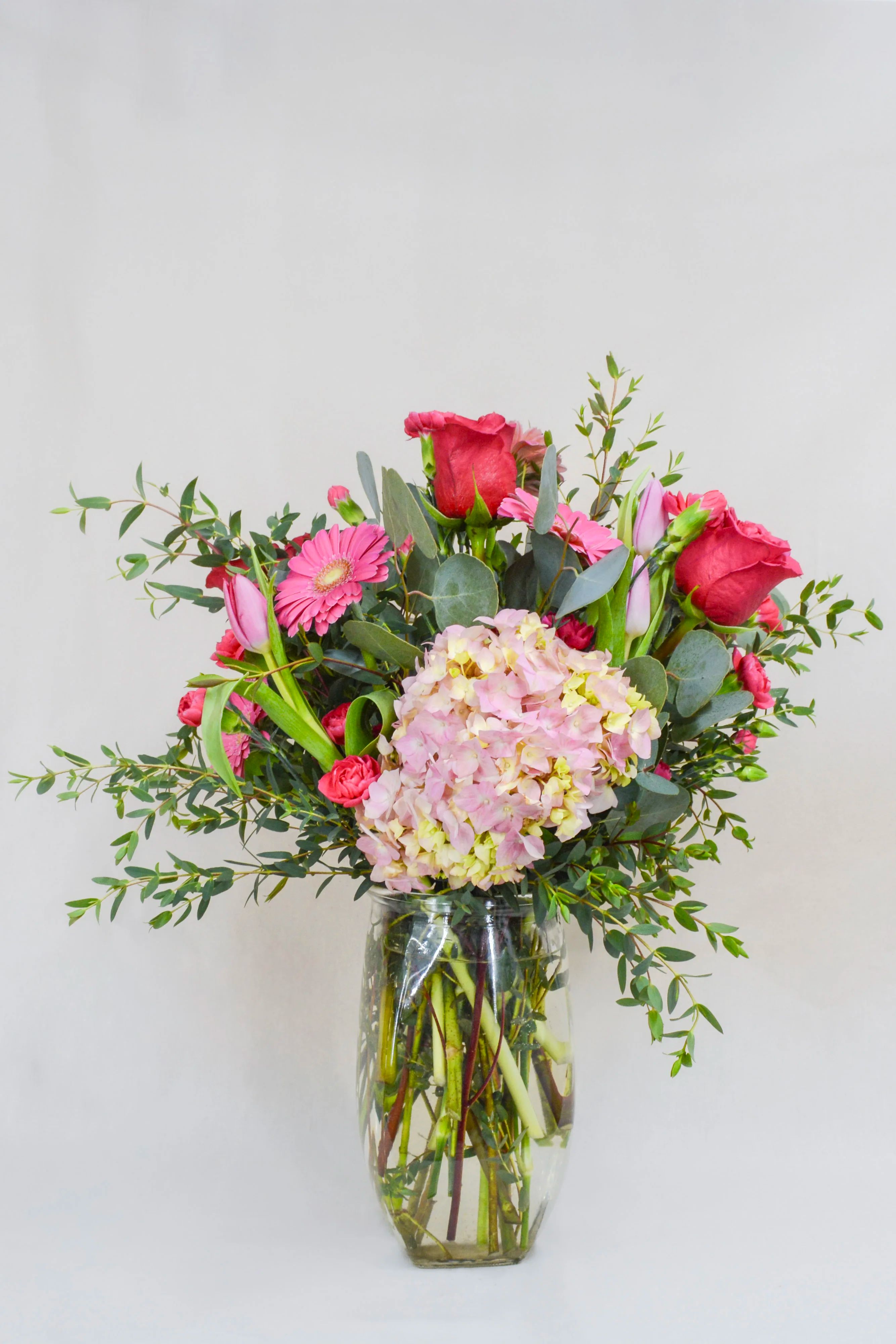 Hydrangea & Rose Vase Arrangement