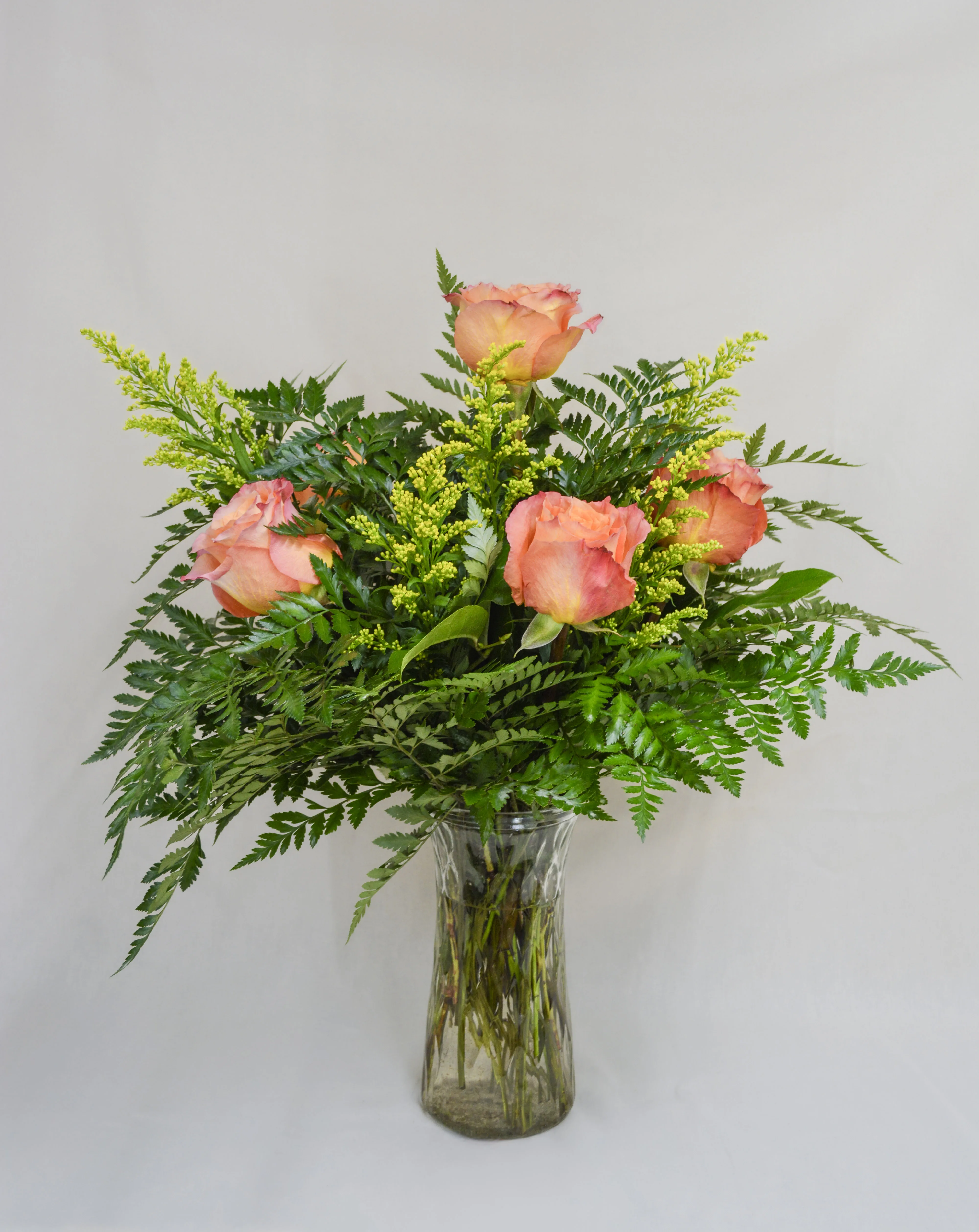 Peach Rose Vase Arrangement