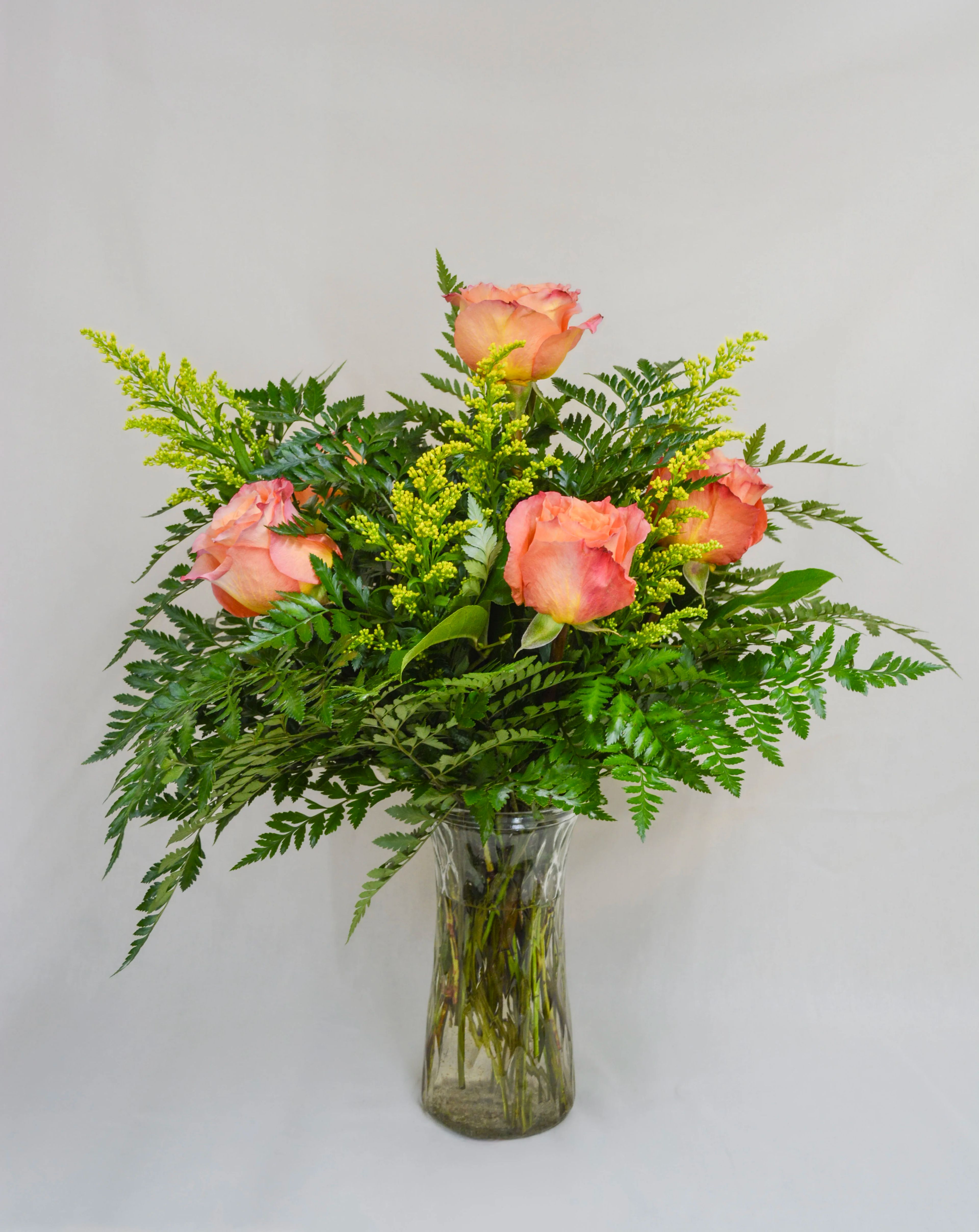 Peach Rose Vase Arrangement