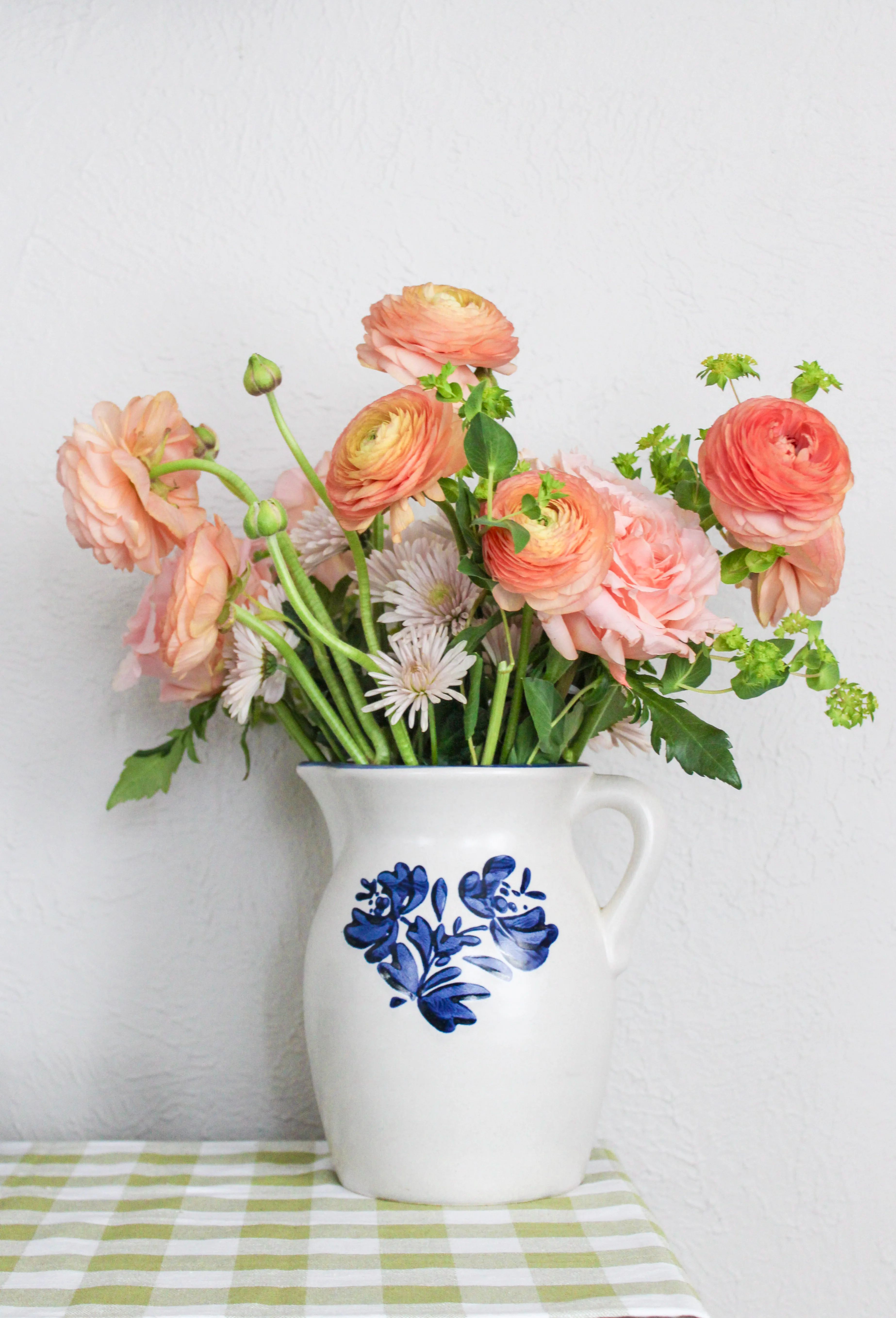 Garden-Inspired Pitcher Arrangement