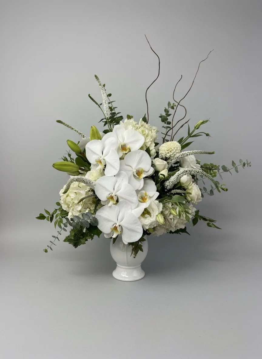 All White Sympathy Flower Arrangement All White Sympathy Flower Arrangement