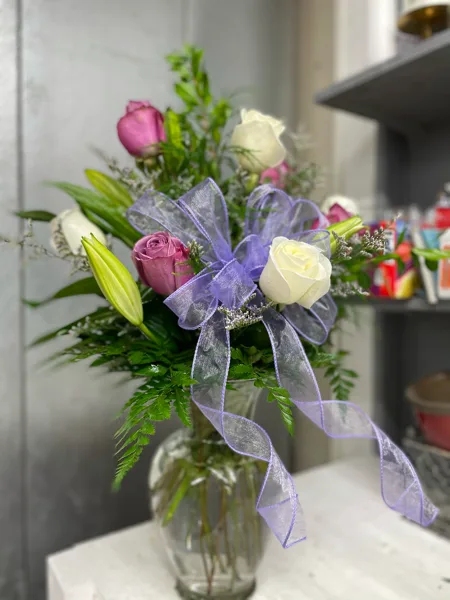 Lavender petals Fresh cuts in glass vase Lavender petals Fresh cuts in glass vase