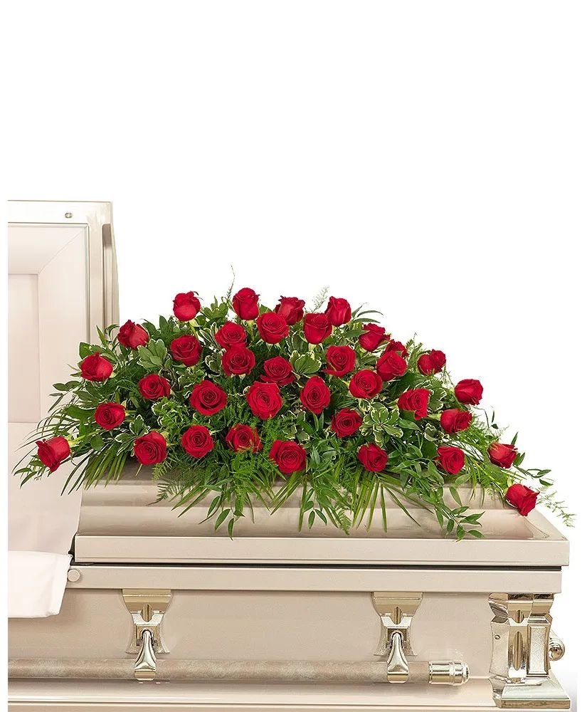 36 Red Roses Casket Spray Sympathy Arrangement