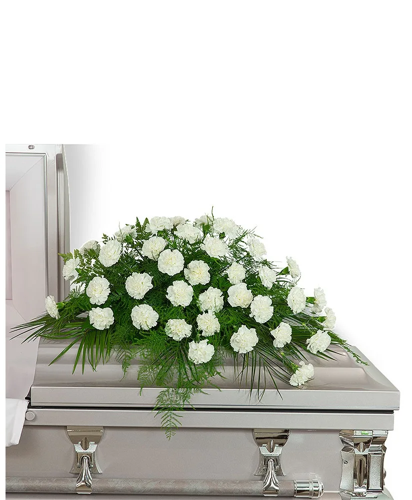Peaceful in White Casket Spray Sympathy Arrangement Peaceful in White Casket Spray Sympathy Arrangement