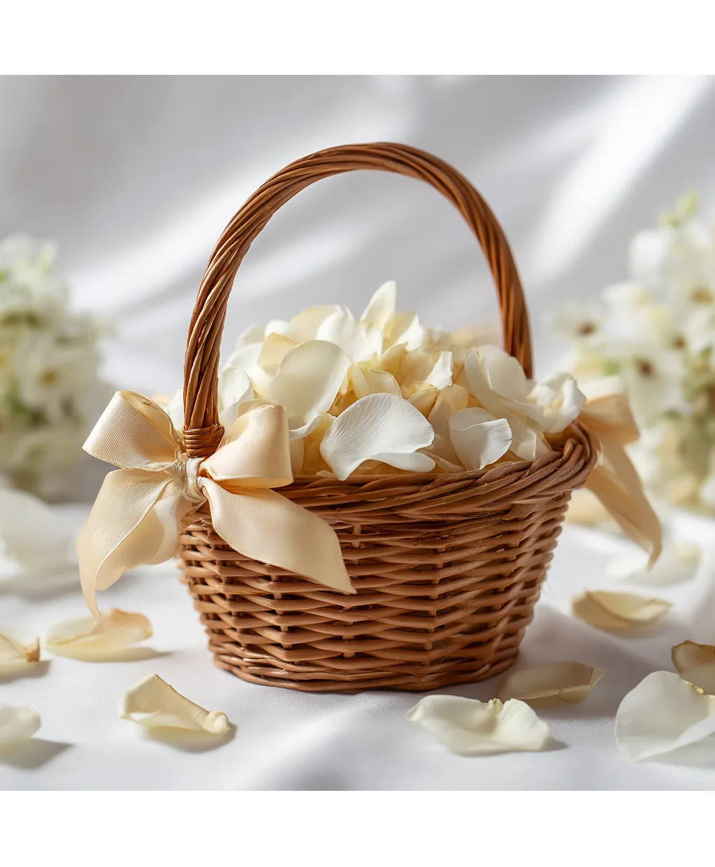 Classic White Line Flower Girl Basket Classic White Line Flower Girl Basket