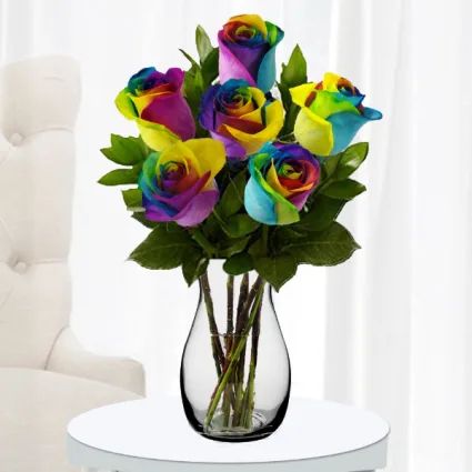 Half Dozen Rainbow Roses Rainbow Roses