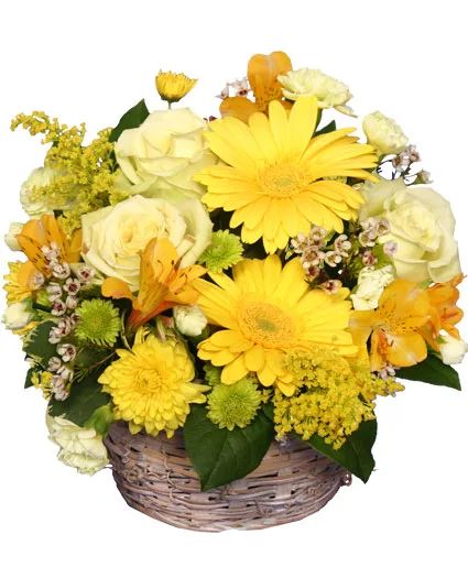 SUNNY FLOWER PATCH in a Basket