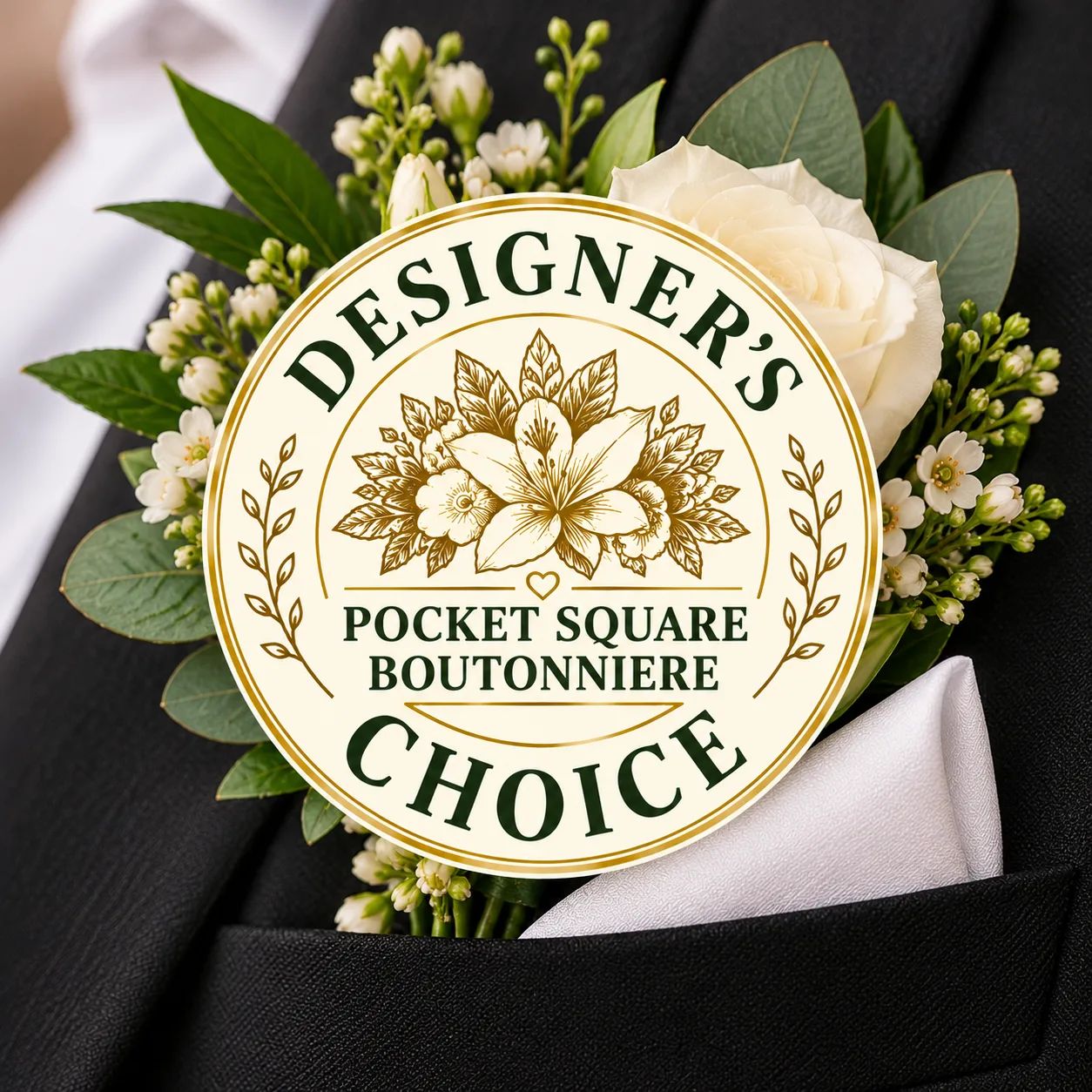 Florist’s Choice Pocket Square Boutonniere