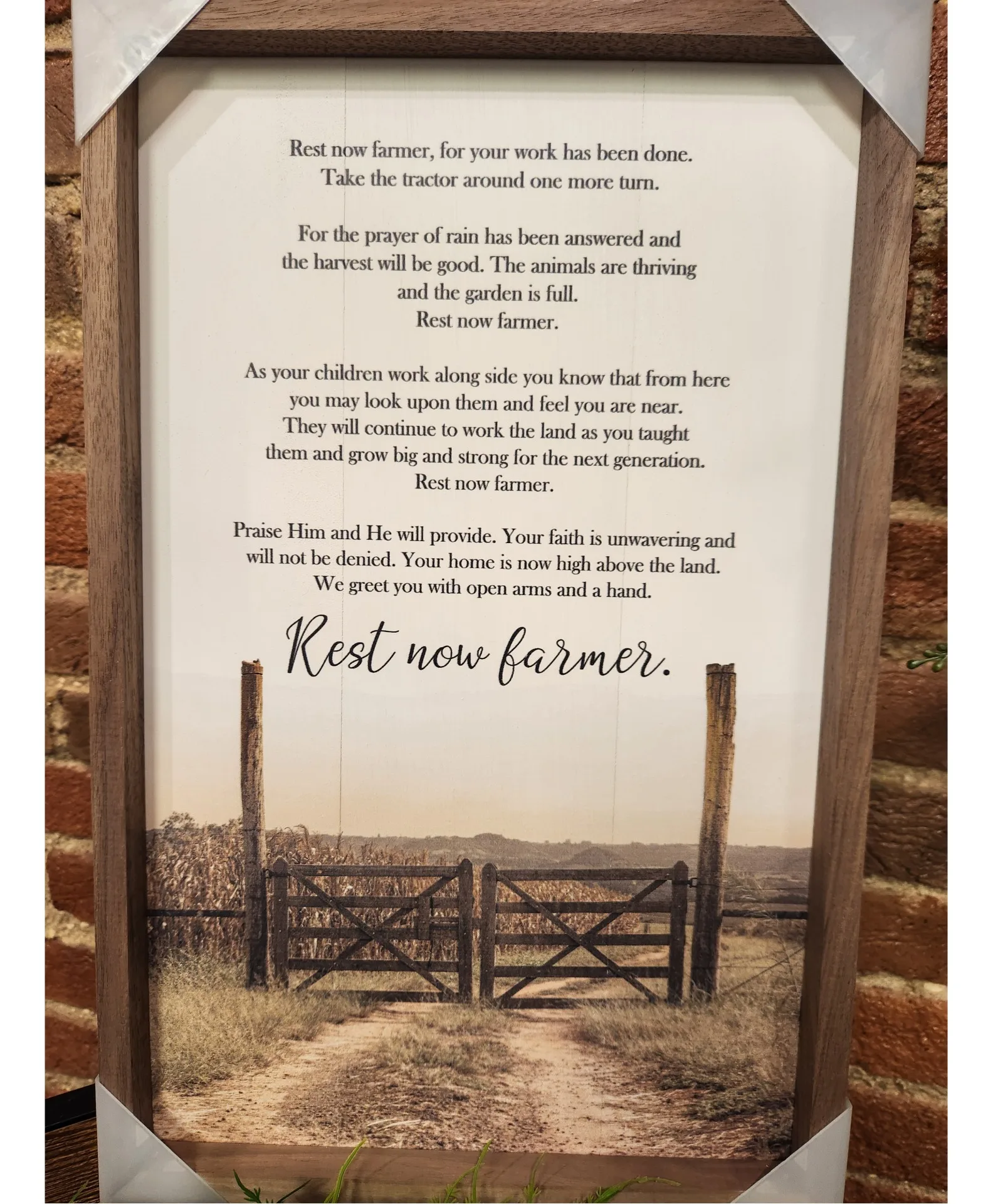 Rest Now Farmer Wood framed Rest Now Farmer Wood framed