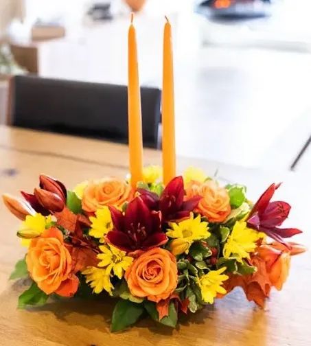 Deluxe Harvest Charm Centerpiece with candles