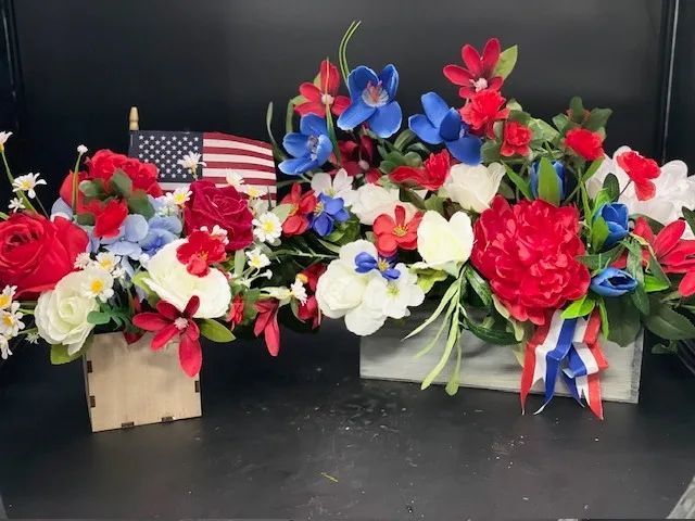 Patriotic Wood box Silk Floral Designers Choice