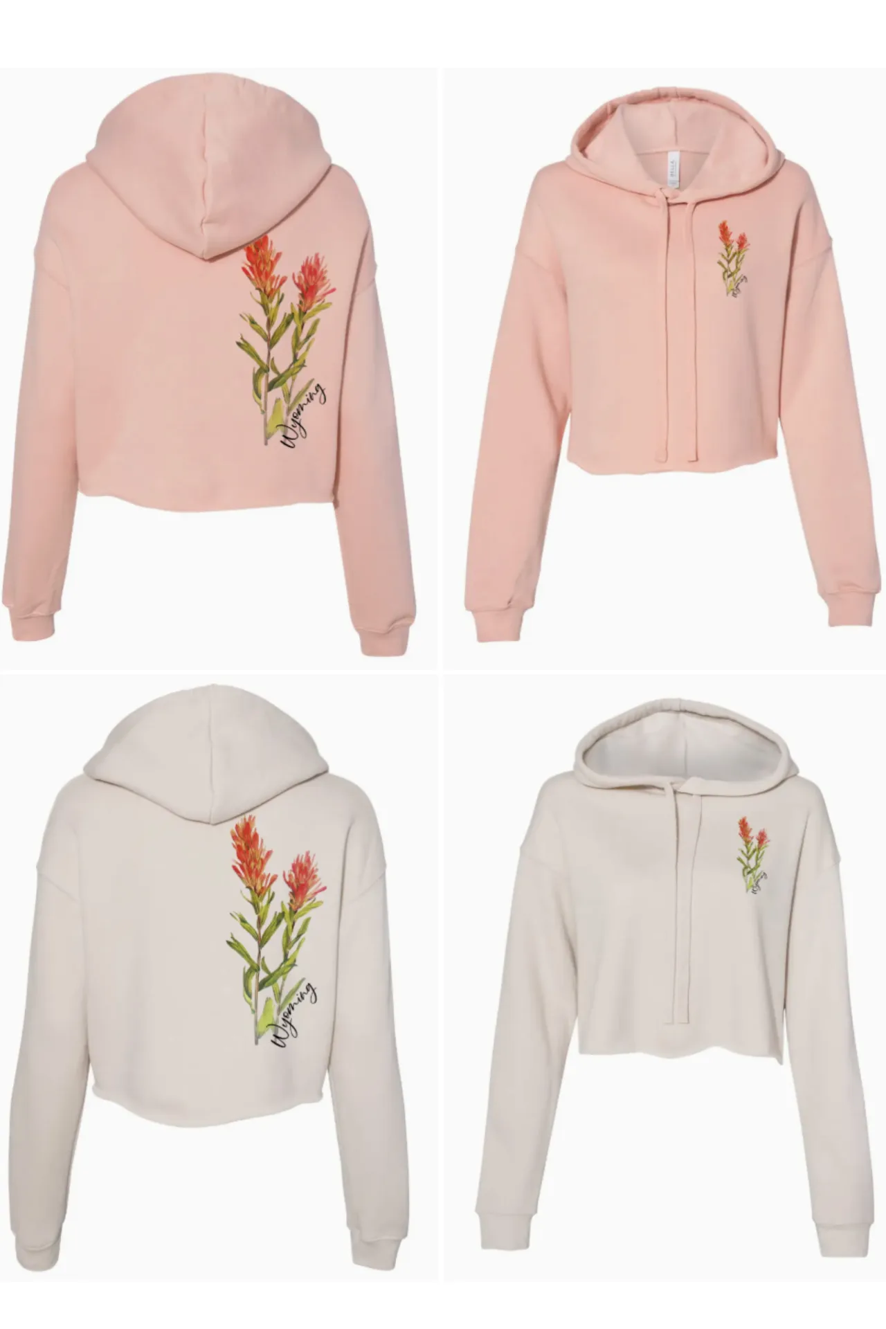 Wyoming Indian Paintbrush Crop Hoodie Wyoming Indian Paintbrush Crop Hoodie