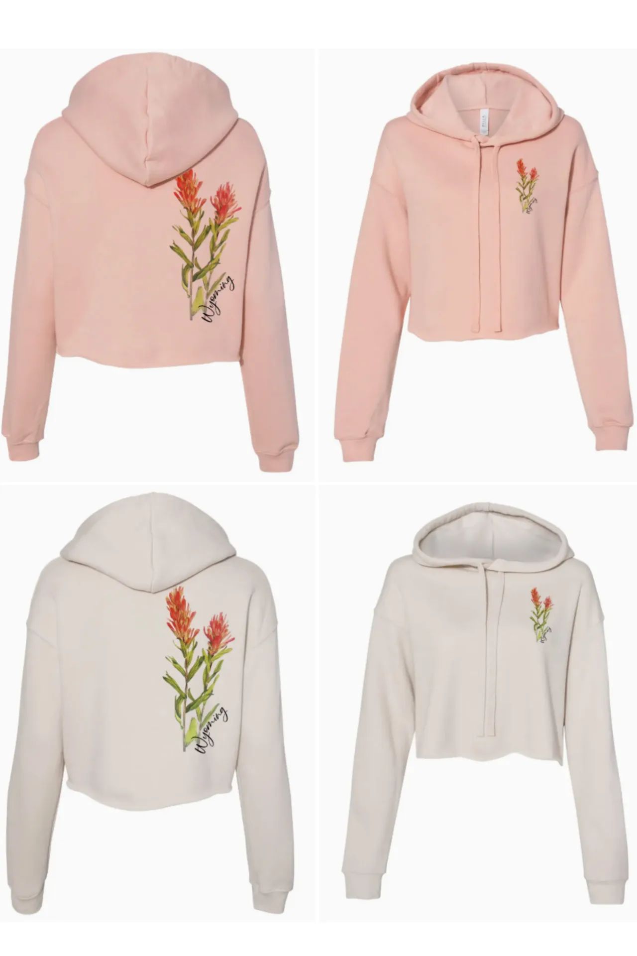 Wyoming Indian Paintbrush Crop Hoodie
