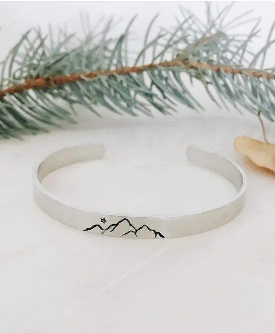 Simple True North Metal Cuff Bracelet