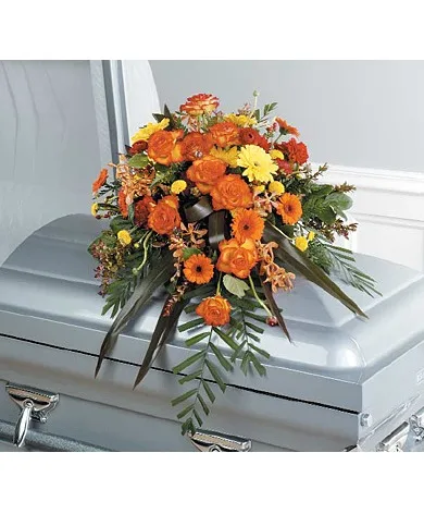 Autumn Sunset Remembrance Casket Spray Autumn Sunset Remembrance Casket Spray