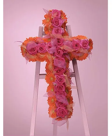 Rose Garden Cross Standing Spray Rose Garden Cross Standing Spray