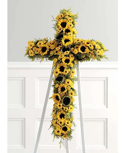 Sunflower Faith Cross Standing Spray Sunflower Faith Cross Standing Spray