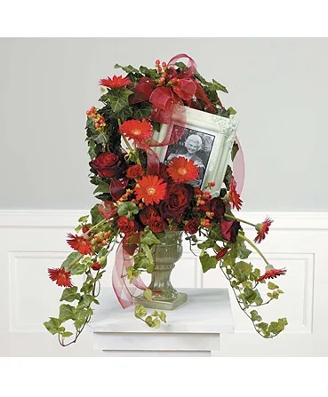 Treasured Memories Photo Tribute Sympathy Arrangement Treasured Memories Photo Tribute Sympathy Arrangement