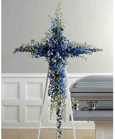 Heavenly Blue Cross Standing Spray Heavenly Blue Cross Standing Spray