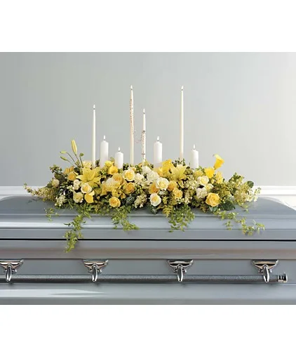 Golden Light Memorial Casket Spray Golden Light Memorial Casket Spray