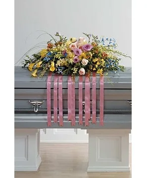 Ribboned Garden Tribute Casket Spray Ribboned Garden Tribute Casket Spray
