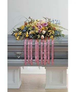 Ribboned Garden Tribute Casket Spray