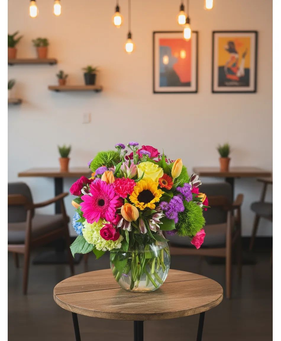 Spring Bubble Bowl Assorted Flowers