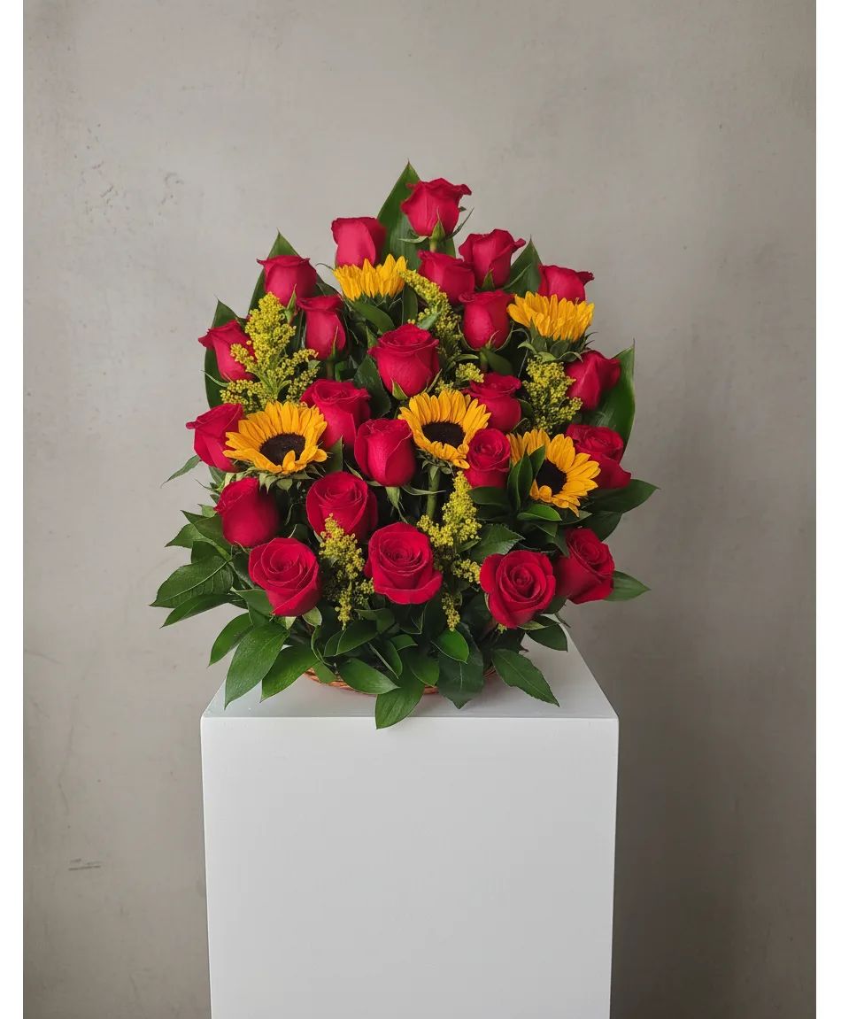 grand Rose suflower arrangement basket